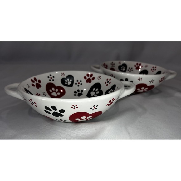 🐾Temp-tations Seasonal Set of 2 Essential Wok Bowls Pawfetti 16 Oz W/ Handles - Picture 2 of 8